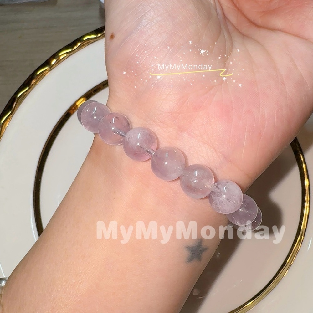 Purple Rabbit Hair Rutilated Quartz Bracelet 9mm - Picture 4 of 5